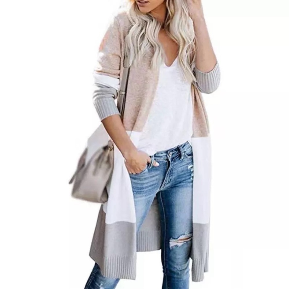 Long Color Block Comfy Cardigan